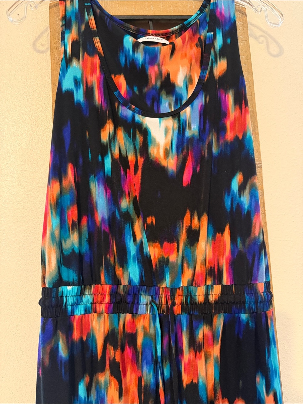 Calvin Klein Black  Multicolor Abstract Print Maxi Dress - Picture 3 of 7
